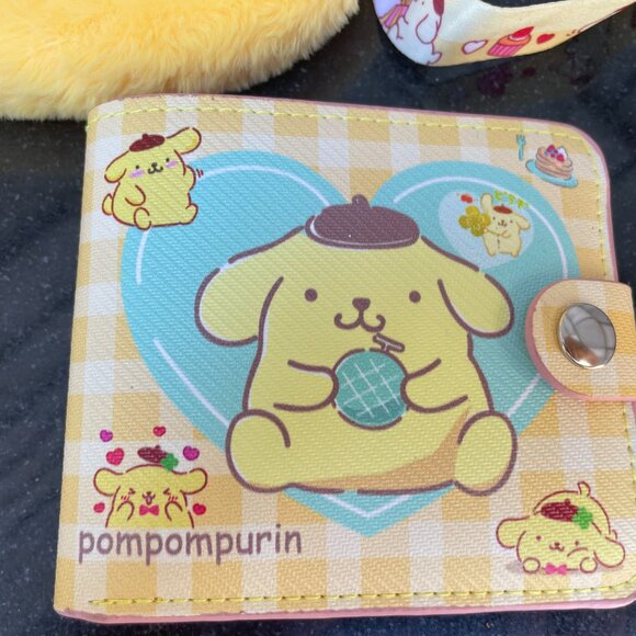 POMPOMPURIN Bifold Wallet Yellow Plush Sanrio Shoulder Bag NWT Lot - Picture 4 of 10